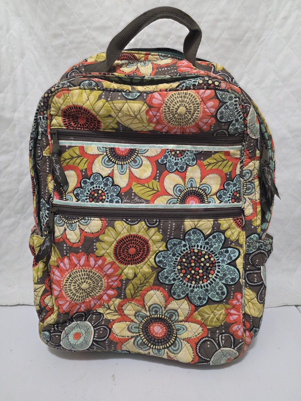 Vera Bradley Backpack Flower Shower Print Quilted Retired Rare - Picture 1 of 5